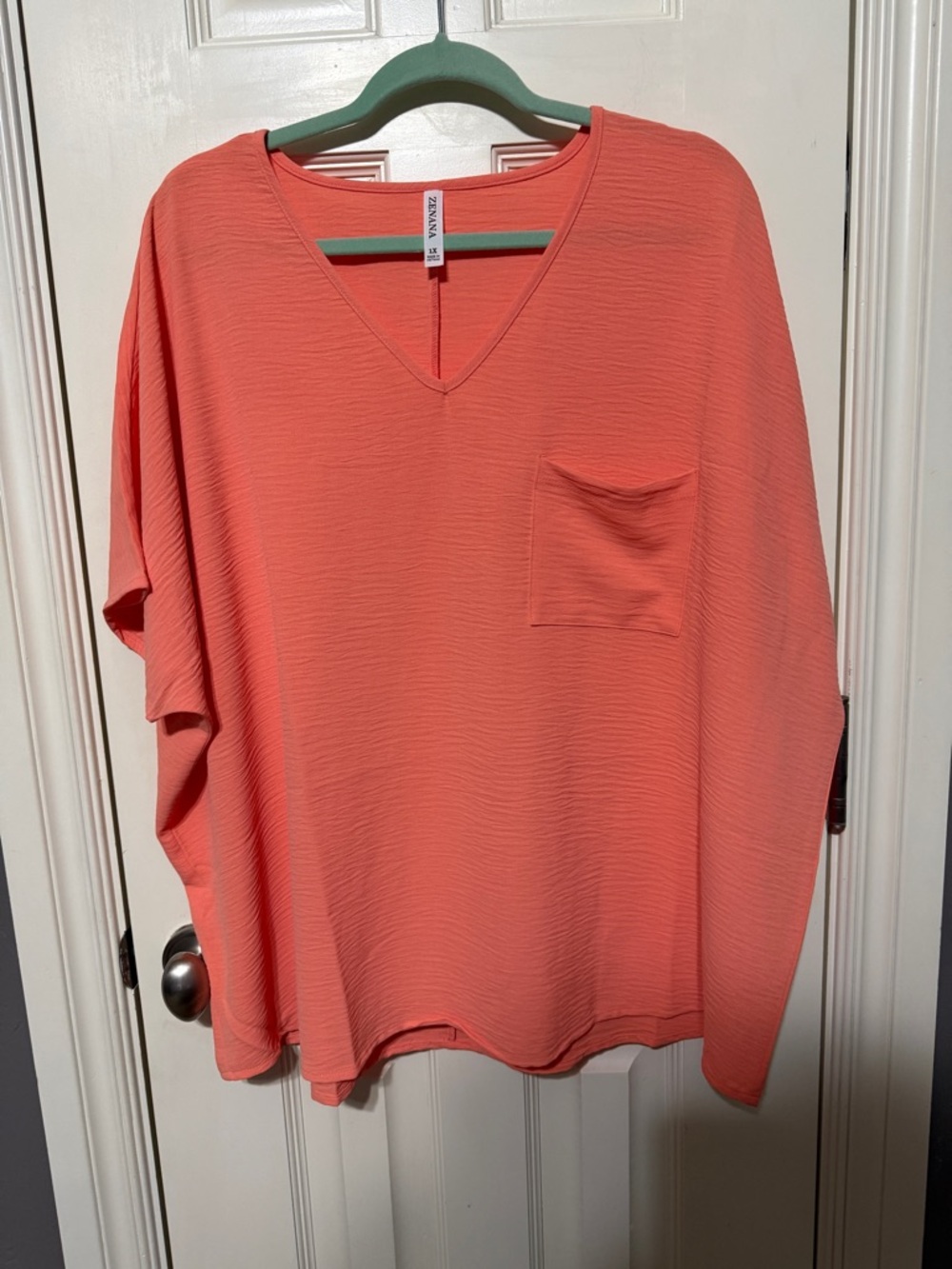 Zenana Coral V-Neck Pocket Top